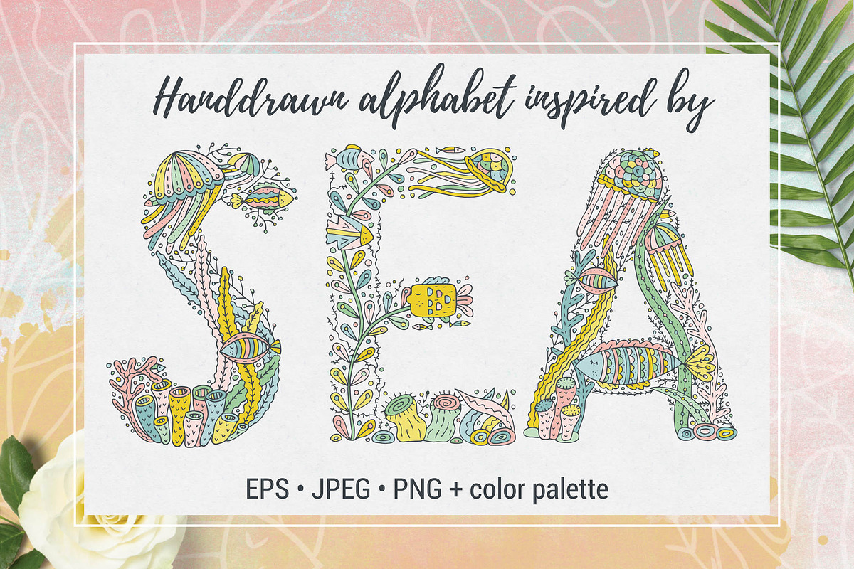 Handdrawn alphabet inspired by Sea, a Decorative Illustration by Pippi Draws (Photo 1 of 13)