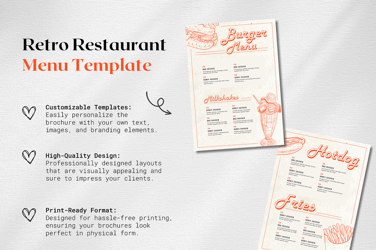 Retro Diner Menu Template I Canva, a Flyer Template by The Social Stuff (Photo 3 of 10)