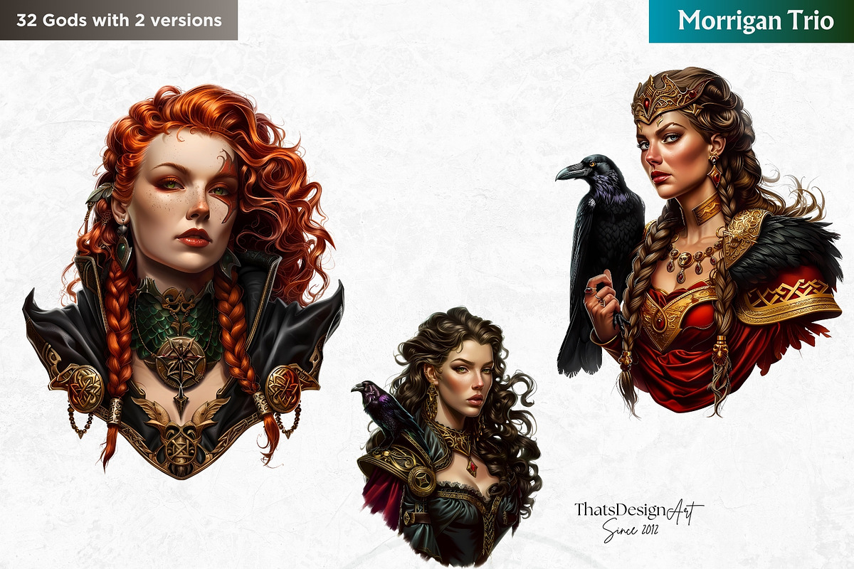 Celtic God Goddess clipart set, a Person Illustration by ThatsDesignArt (Photo 12 of 12)