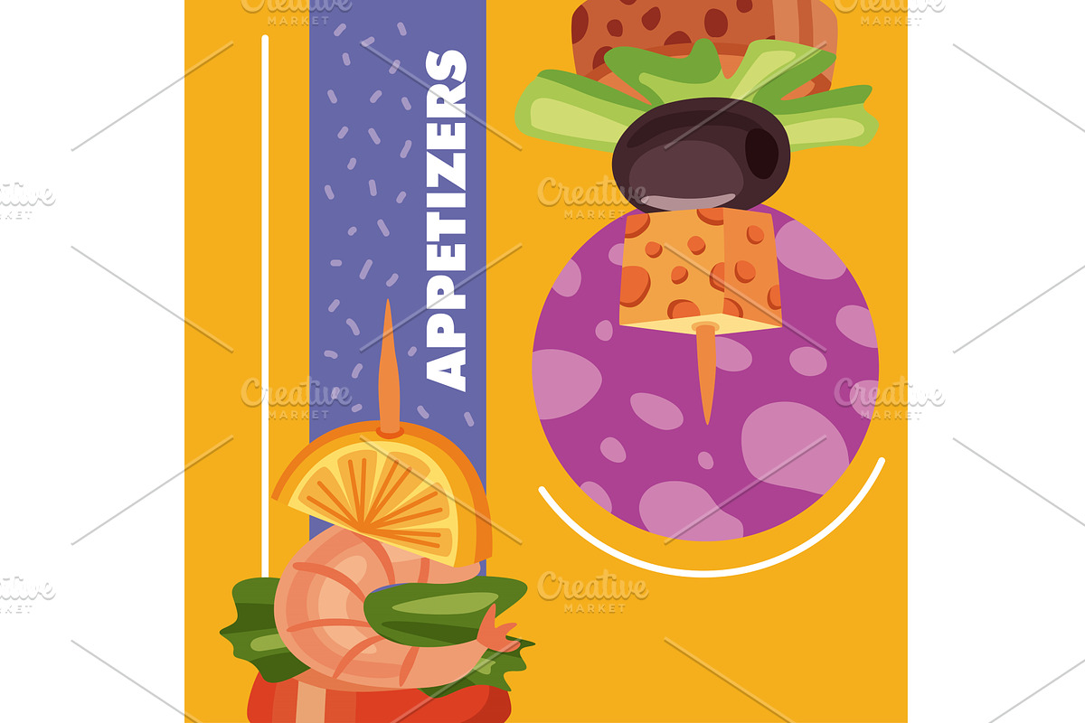 appetizers food in sticks, a Food Illustration by studiogstock