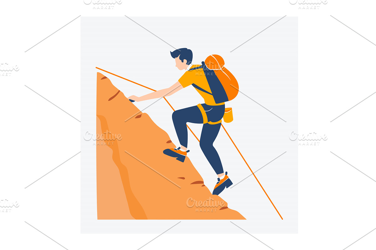 Male cartoon climber ascending steep, a Sport Illustration by Vectorstockersland