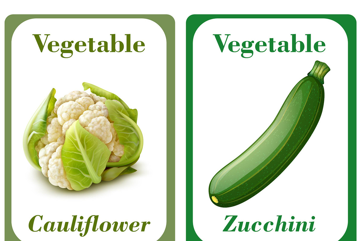 Vegetable Flash Cards for Kids, a Card Template by DigitalsDesigns (Photo 2 of 4)