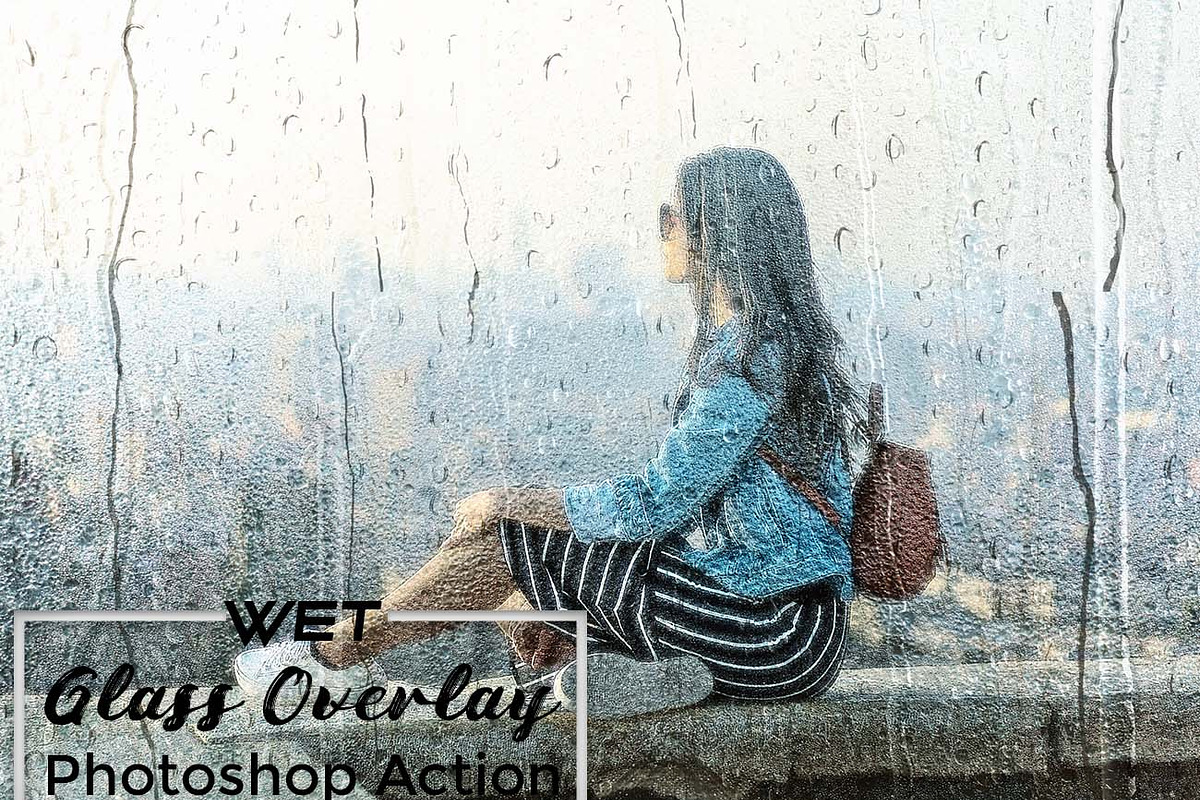 Wet Glass Overlay Photoshop Action, an Action Add-On by Studio Retouch (Photo 1 of 11)