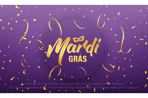 Mardi Gras banner with lettering
