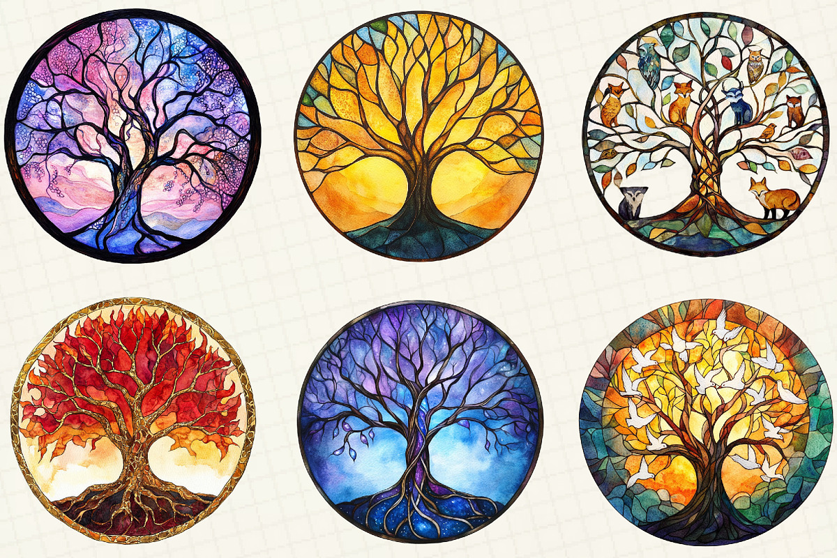 Tree of Life Stained Glass Clipart, an Illustration by OK Design (Photo 4 of 5)
