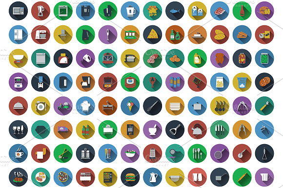 96 Circle Flat Design Icons
