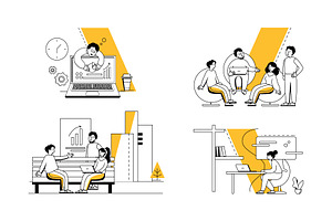 Business Teamwork Illustration Set