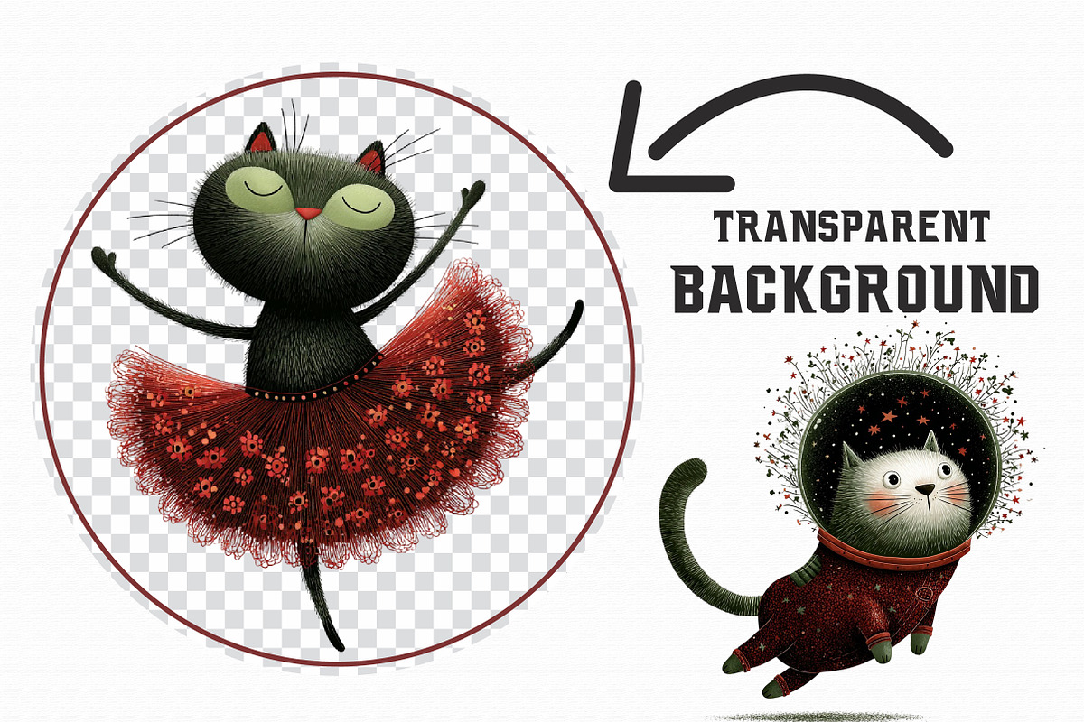 Whimsical Quirky Cat Clipart, an Illustration by Libby Wishes (Photo 3 of 9)