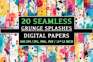 20 Seamless Grunge Color Splashes