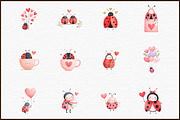 Cute Ladybug Valentine Clipart, an Illustration by Sublimation Artist (Thumbnail 3 of 6)