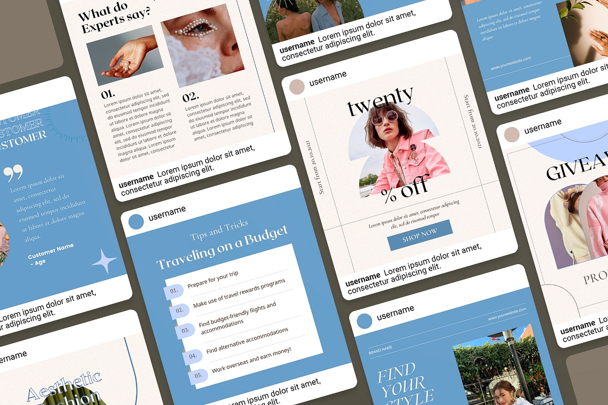 Baby Blue Instagram Templates, a Social Media Template by DesignbySamVN (Photo 2 of 10)