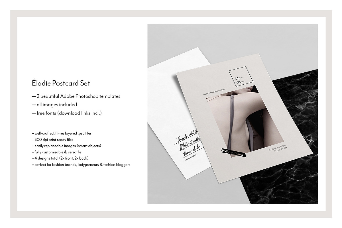 2 Postcard Flyers • Élodie, a Card Template by Nonola (Photo 2 of 5)