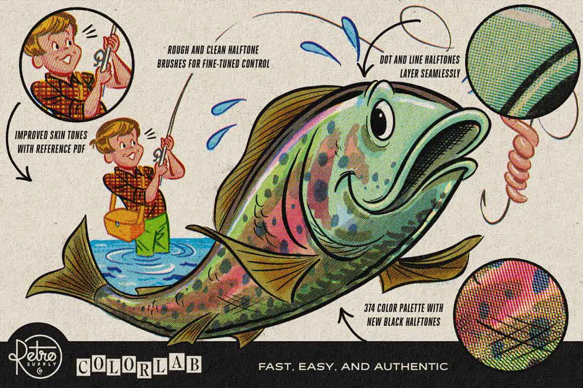 ColorLab Affinity Vintage Comic Kit, a Brush Add-On by RetroSupply Co. (Photo 3 of 12)