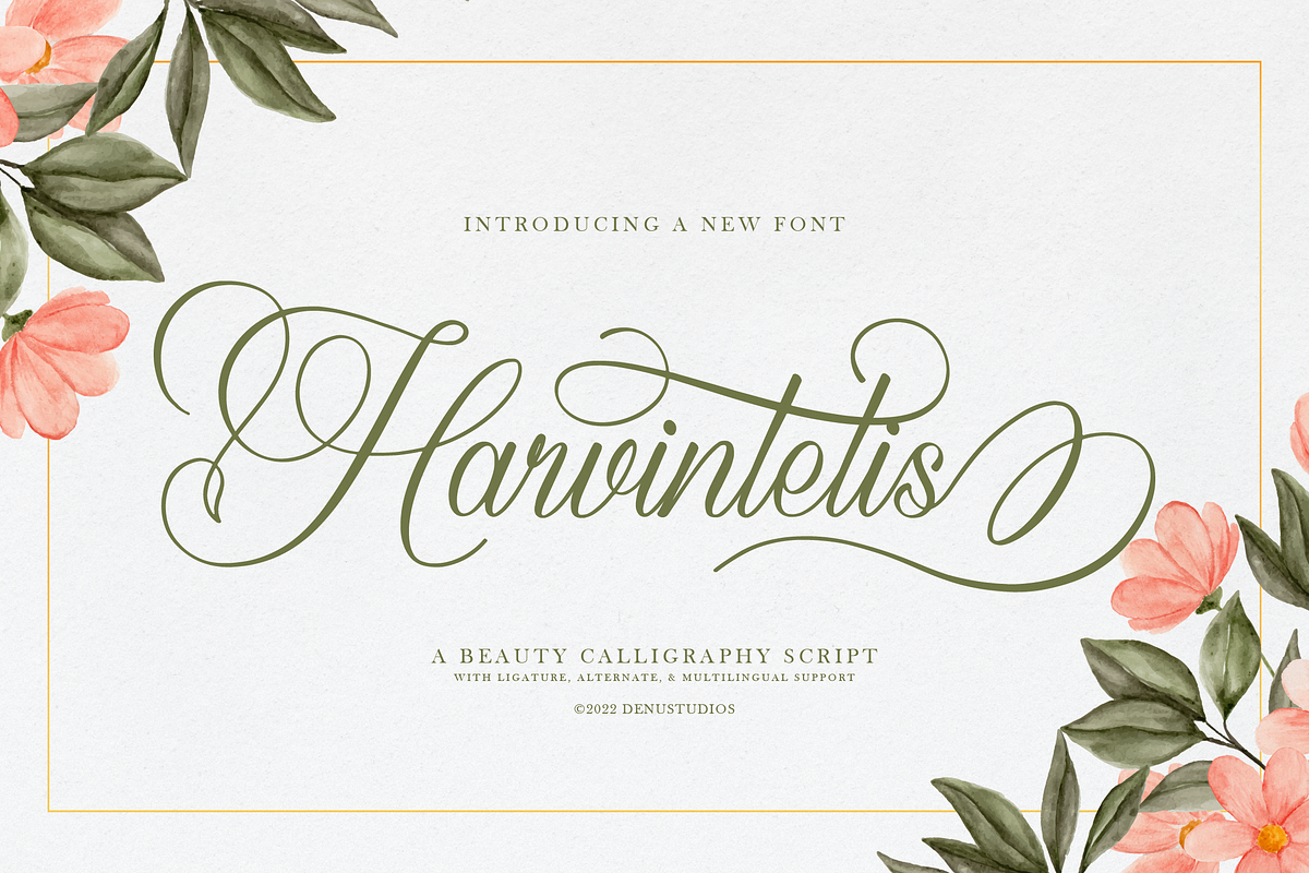 Harvintelis | Beauty Calligraphy, a Script Font by Denustudios (Photo 1 of 12)