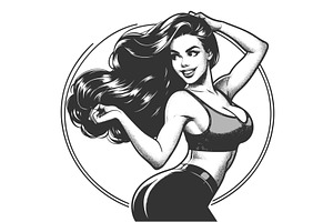 Fitness Woman With Flowing Hair, a Person Illustration by AlexArt