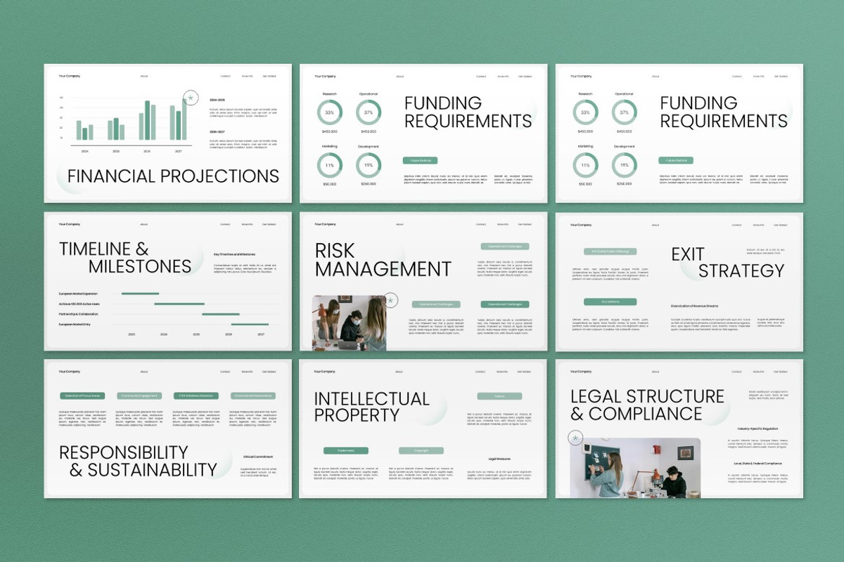 White Green Business Plan PPT, a Presentation Template by graphicook (Photo 6 of 8)
