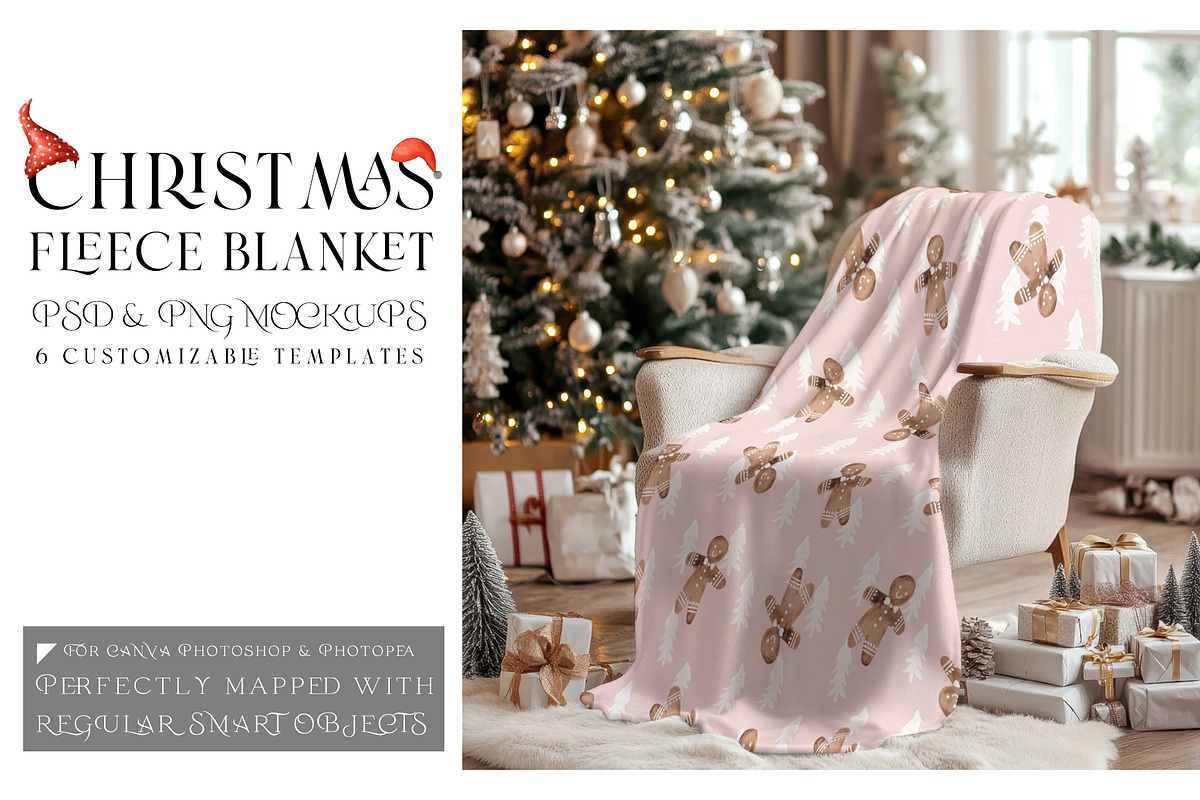 Christmas Fleece Blanket Mockups, a Product Mockup by mock-ups (Photo 1 of 11)