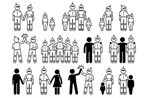 Robot Android Humanoid Family Group