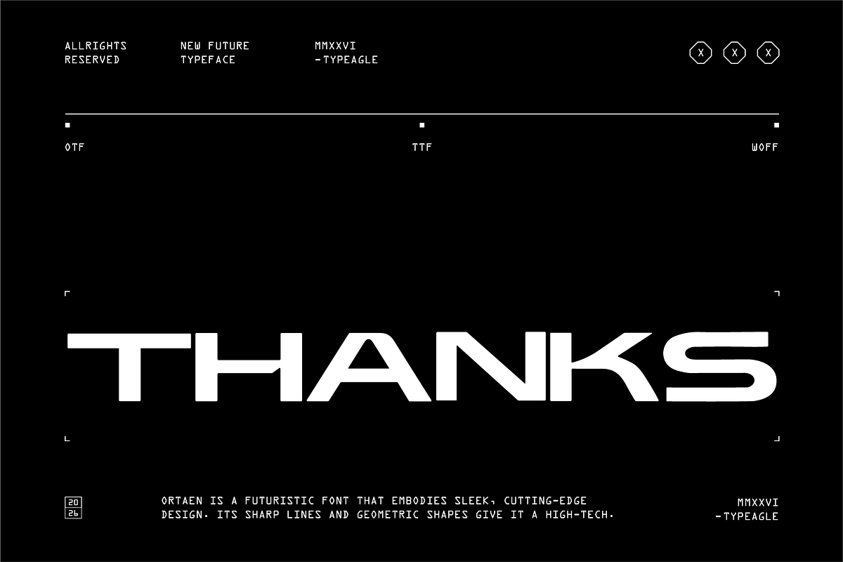 Ortaen - Futuristic Display Font, a Sans Serif Font by Typeagle (Photo 10 of 10)