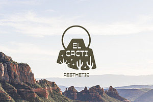 Aesthetic Desert Cactus Badges Logo