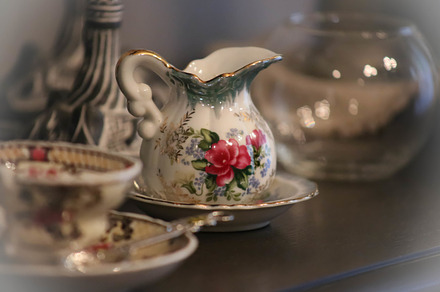 Elegant English Teacup & Creamer