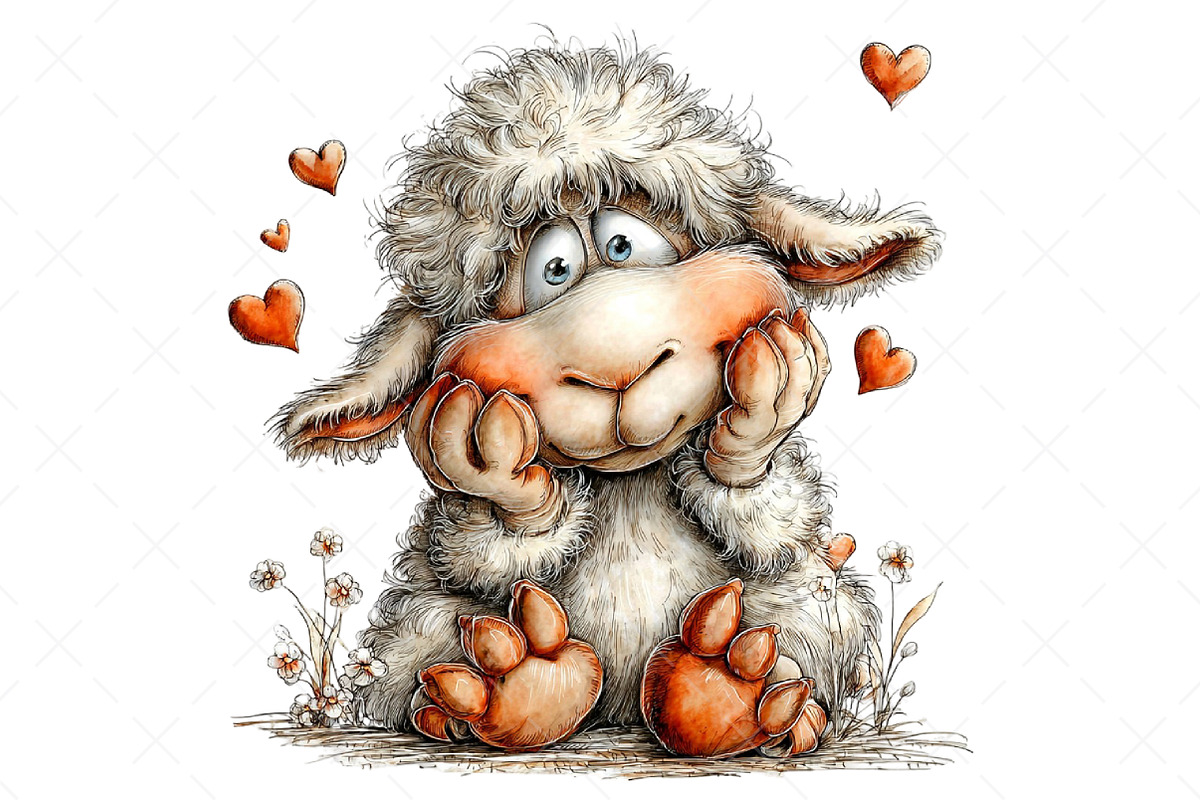 Funny Valentine Sheep Clipart, an Illustration by Craft Nest (Photo 7 of 11)
