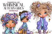 Whimsical Autumn Girls Clipart, a Seasonal Illustration by Daily.Designs (Thumbnail 1 of 5)