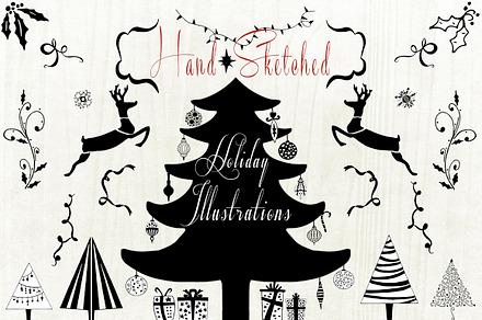Hand Sketched Holiday Elements #2