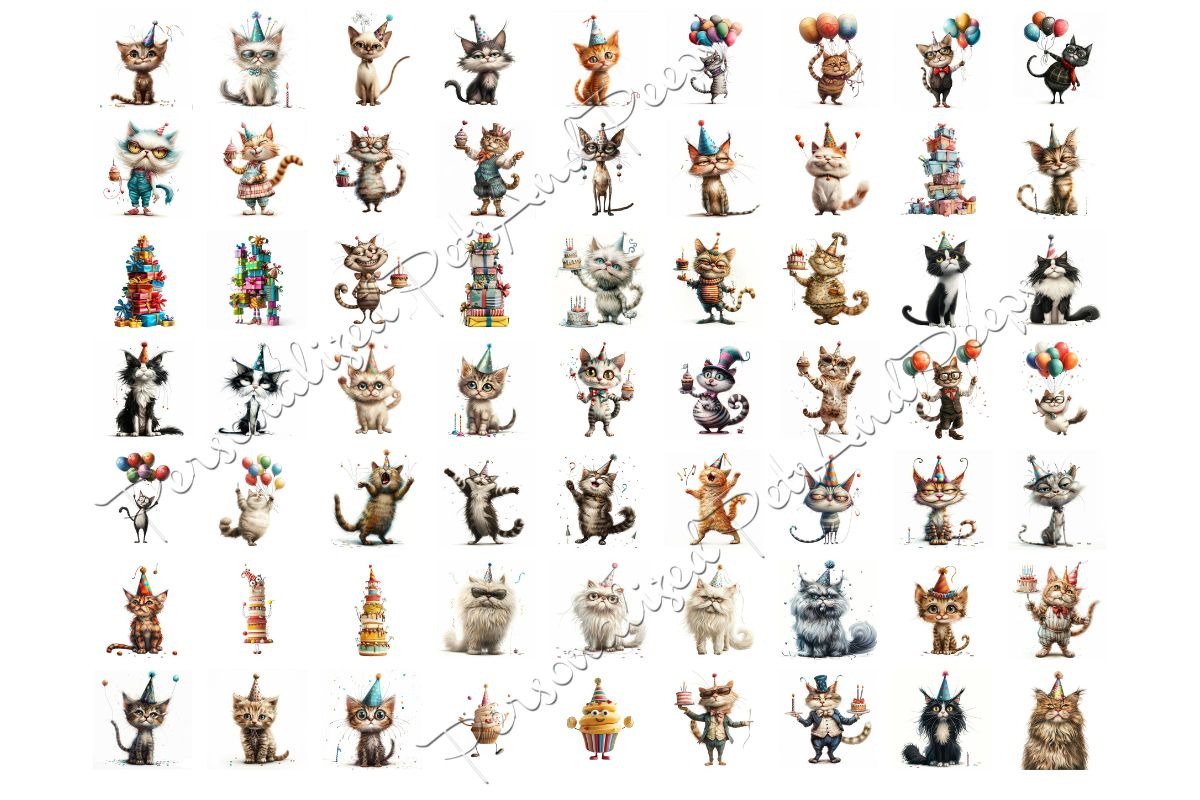 158 Whimsical Quirky Cat Clipart, an Animal Illustration by Art Paradise Studios (Photo 7 of 8)