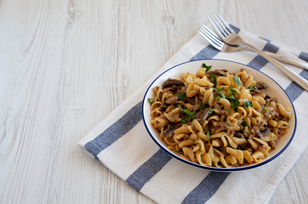 Homemade One Skillet Ground Beef Stroganoff with Mushrooms and N, a Food & Drink Photo by LiudmylaChuhunova