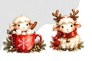 Watercolor Christmas sheep PNG, a Decorative Illustration by dashtik (Thumbnail 8 of 8)