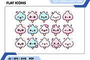 Kawaii Cute Cotton Candy Icon Set, an Outline Icon by Fontmine Studio (Thumbnail 1 of 3)
