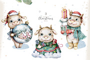 Christmas Story with Cute Bull's, an Animal Illustration by Ann Art Houze (Thumbnail 7 of 16)
