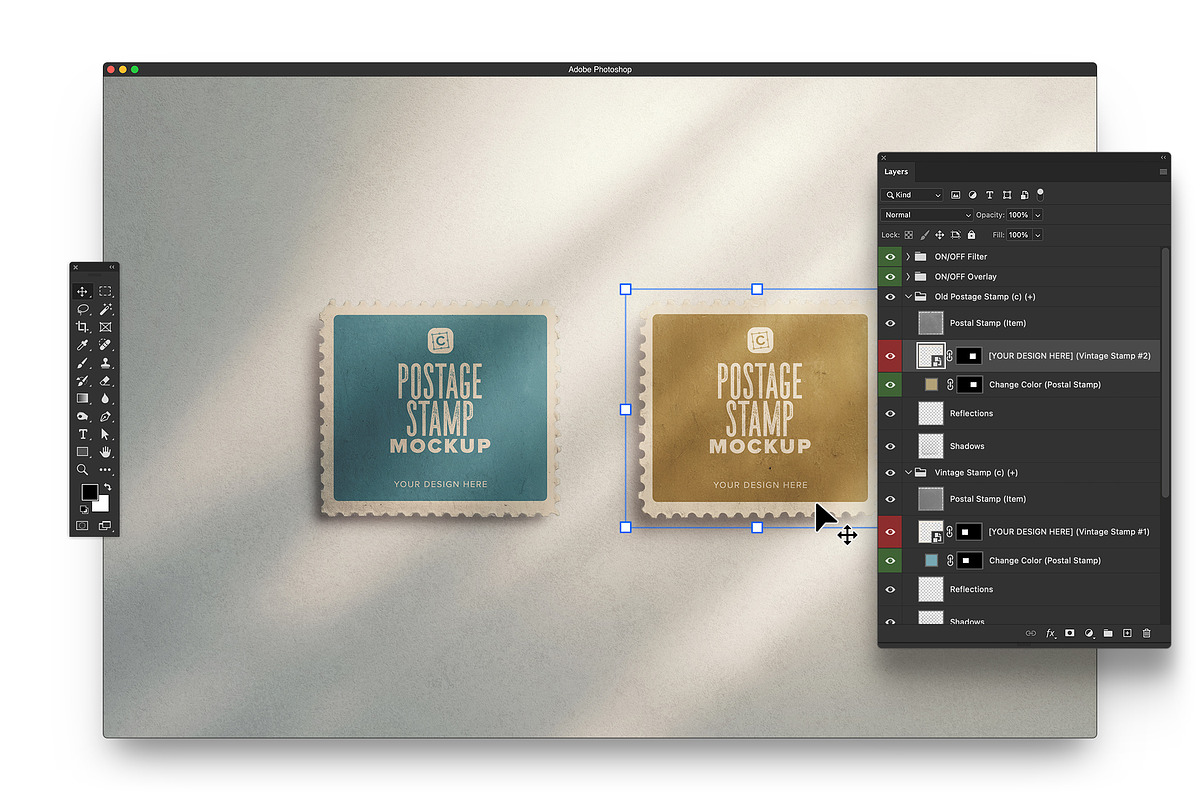 Two Horizontal Postage Stamp, an Advertising Mockup by Custom Scene (Photo 7 of 11)