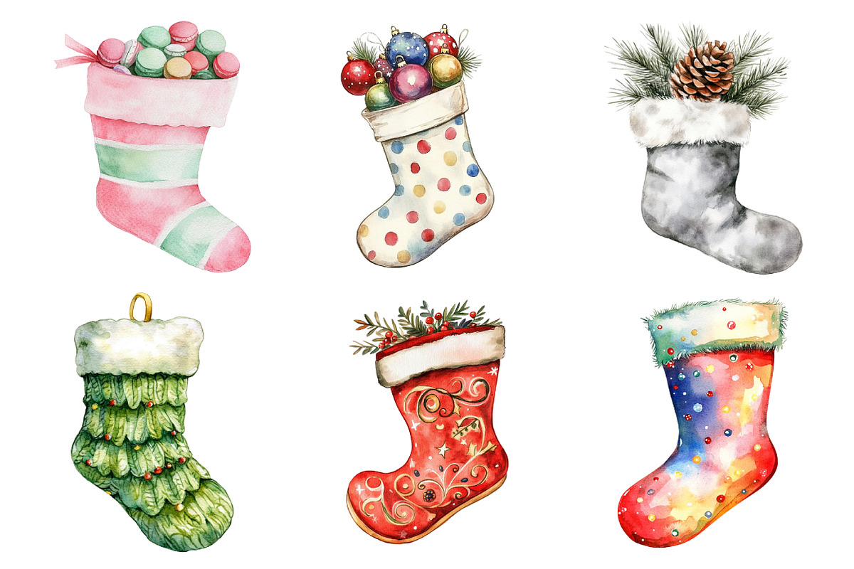 Christmas Stocking Clipart, an Illustration by Daily.Designs (Photo 2 of 5)