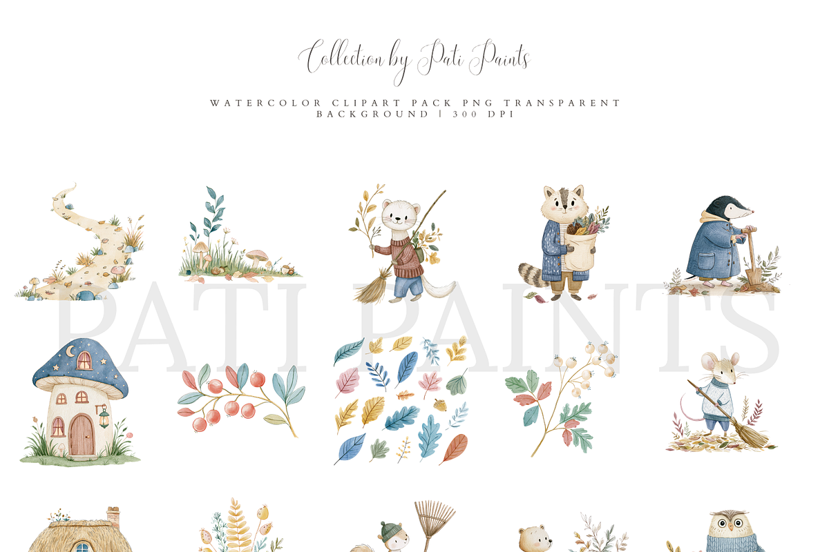 Nursery Woodland Animal Clipart Set, an Animal Illustration by Pati Paints (Photo 2 of 7)