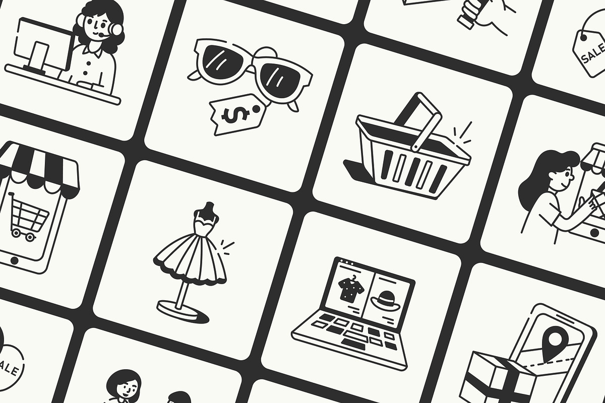Animated Shopping Drawing Set, an Outline Icon by Vectors Market (Photo 3 of 5)