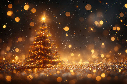 Magical Christmas tree adorned with, a Photo by Tanuart