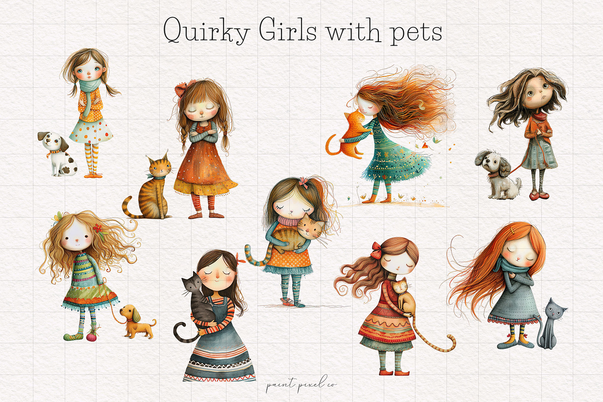 Quirky Girl Clip art, a Person Illustration by PaintPixelCo (Photo 5 of 10)