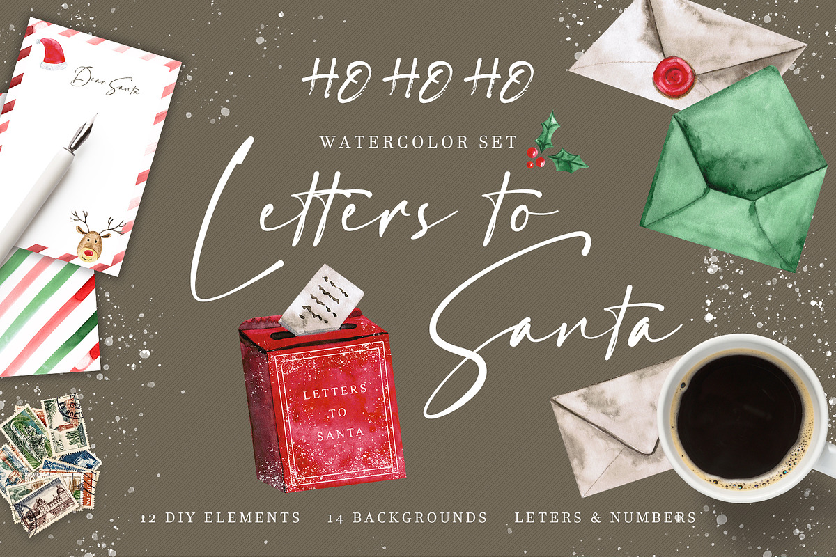 HOHOHO Christmas watercolor BUNDLE, a Seasonal Illustration by LeriaArt watercolor (Photo 16 of 24)