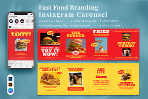 Fast Food Branding Instagram Carouse, a Social Media Template by Attype