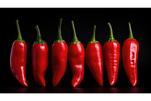 arranged red pepper isolated ai, a Food & Drink Photo by pikepicture
