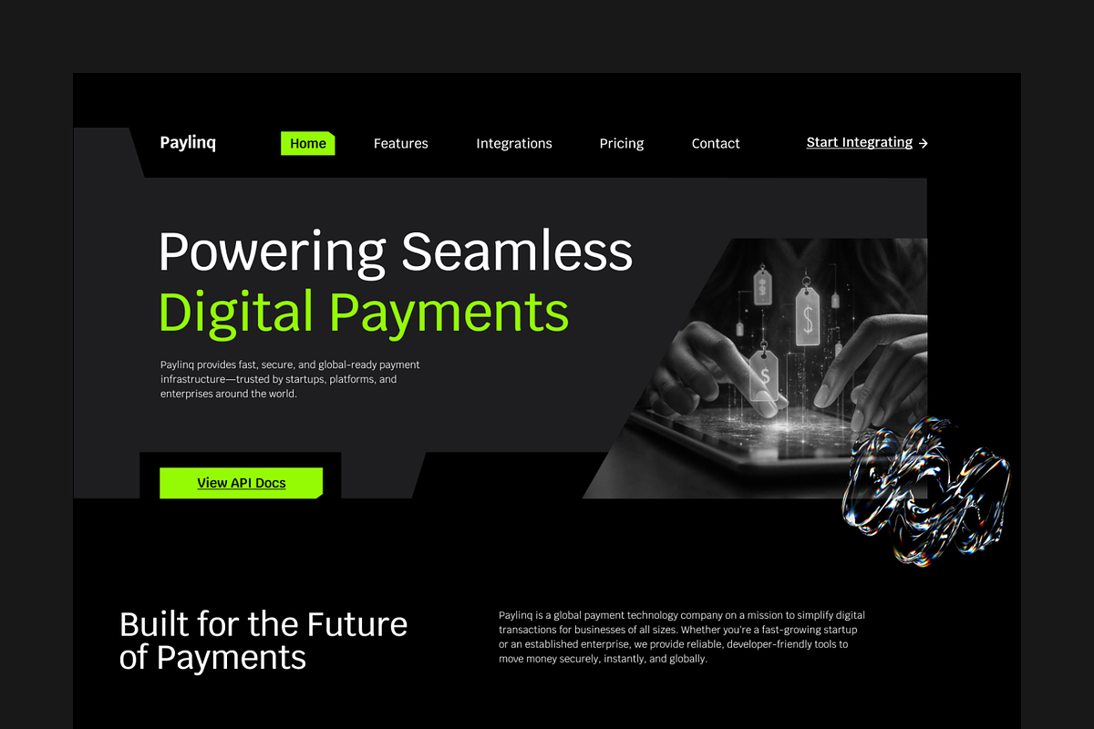 Figma Fintech Payment Landing Page, a Landing Page Template by Musara (Photo 3 of 6)