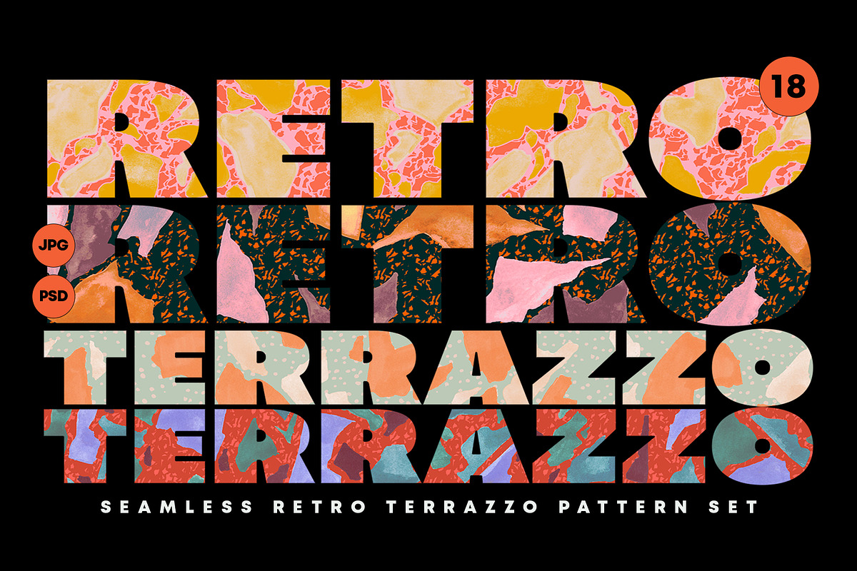 Retro Terrazzo Pattern Set, a Pattern Graphic by angelainthefields (Photo 1 of 6)