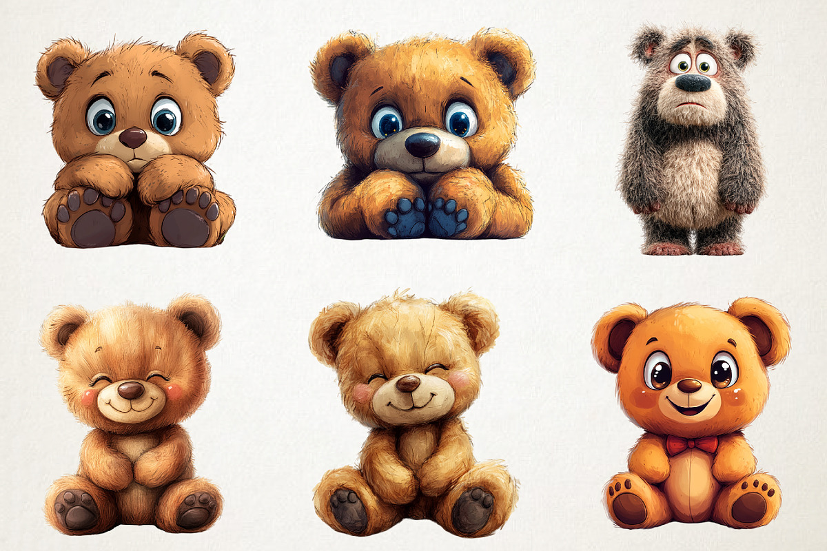 Cute Teddy Bear Emotions Clipart Bun, an Illustration by RobertsArt (Photo 7 of 7)