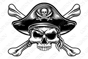 Skull Pirate Crossbones Crosssed, an Object Illustration by Christos Georghiou