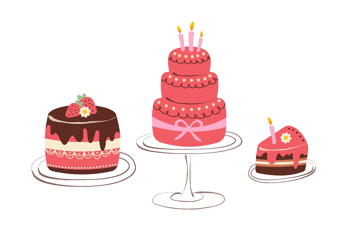 Hand painted bakery set with cakes, a Food Illustration by okskukuruza (Photo 2 of 3)