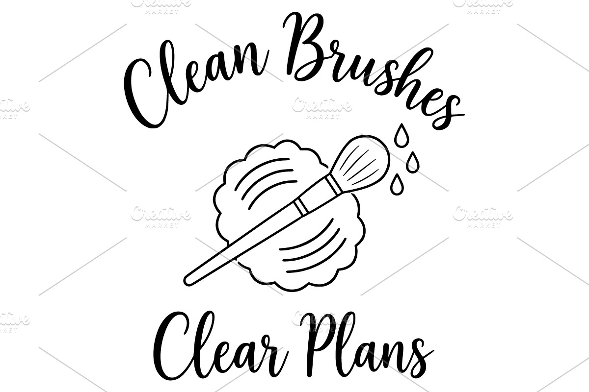Makeup Brush Cleaning Quote Line Art, an Object Illustration by Ghagra (Photo 2 of 7)