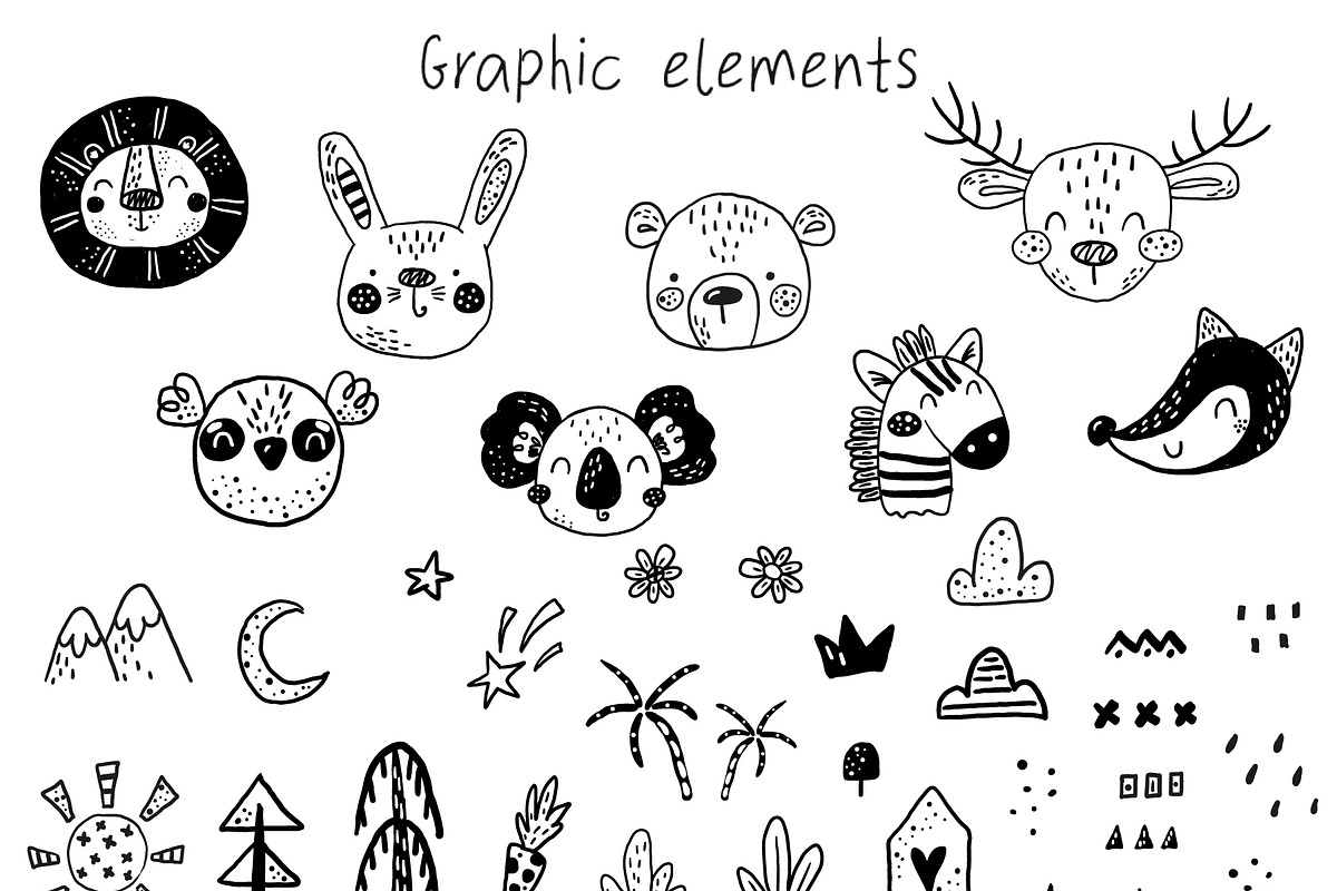Scandinavian Monochrome Cute Animals, a Background Graphic by Irene_Boiko_ART (Photo 7 of 8)