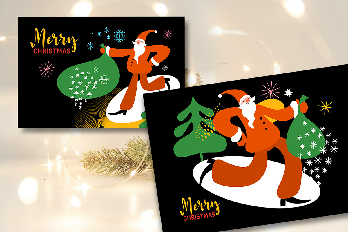 Merry Christmas cards, a Seasonal Illustration by lenlis (Photo 2 of 6)